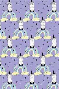 Bullet Journal Notebook Little Unicorns on Rainbows Pattern 3