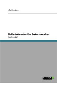 Kontaktanzeige - Eine Textsortenanalyse