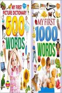 Set Of 2 Picture Books (My First Picture Dictionary 500 Words-Pb, My First 1000 Words Pb)