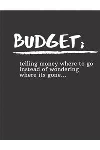 Budget; telling money where to go instead of wondering where its gone...