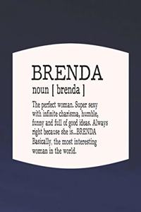 Brenda Noun [ Brenda ] the Perfect Woman Super Sexy with Infinite Charisma, Funny and Full of Good Ideas. Always Right Because She Is... Brenda