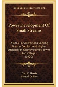 Power Development Of Small Streams