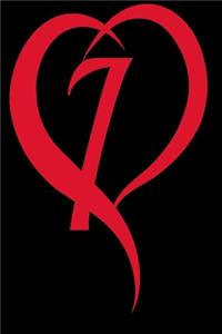 Monogram Initial Letter I Adorable Heart Red and Black