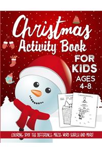 Christmas Activity Book For Kids Ages 4-8