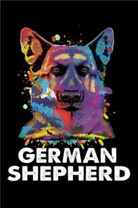Funny German Shepherd Splash Art Gifts for GSD Dog Lovers Blank Lined Journal Notebook, 6