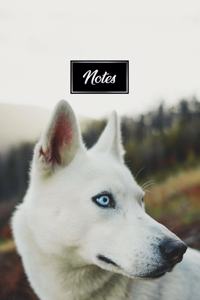 Siberian Husky Huskies Dog Pup Puppy Doggie Notebook Bullet Journal Diary Composition Book Notepad - On a Hillside