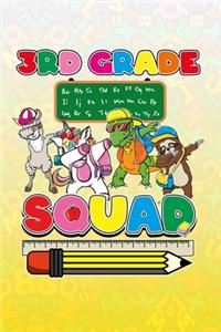 3rd Grade Squad: Cute Unicorn Sloth T-Rex Llama Dabbing Dancing Cover Notebook Handwriting Paper for boys and girls at school learning writing and drawing, Compositi