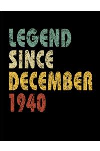 Legend Since December 1940: Retro Birthday Gift Notebook With Lined Wide Ruled Paper. Funny Quote Sayings 8.5 X 11 Notepad Journal For Taking Notes For People Born in 1940.