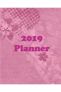 2019 Planner: Weekly Planner Monthly Planner 8x10 120 Pages Notes to Do Lists Purple Hearts
