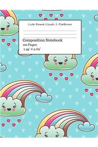 Cute Kawaii Clouds & Rainbows Composition Notebook