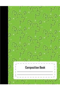 Composition Notebook (Green Shamrock Sparkle Cover, College Ruled)