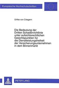Die Bedeutung Der Dritten Schadenrichtlinie Unter Aufsichtsrechtlichen Gesichtspunkten Fuer Die Dienstleistungsfreiheit Der Versicherungsunternehmen in Dem Binnenmarkt