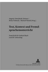 Text, Kontext Und Fremdsprachenunterricht