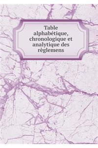 Table Alphabétique, Chronologique Et Analytique Des Règlemens