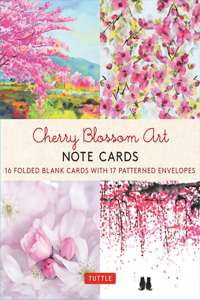 Cherry Blossom Art, 16 Note Cards