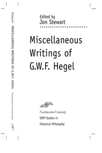 Miscellaneous Writings G. W. F. Hegel