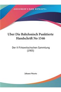 Uber Die Babylonisch Punktierte Handschrift No 1546