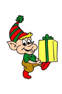 Christmas Elf Carries Holiday Gift School Comp Book 130 Pages