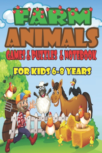 farm animals for kids Games, puzzles and notebook