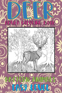Adult Coloring Book Pattern Animals - Easy Level - Deer