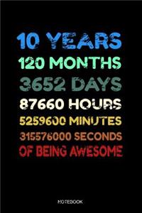 10 Years of Being Awesome Notebook