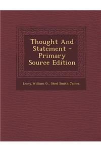 Thought and Statement - Primary Source Edition