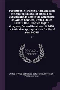 Department of Defense Authorization for Appropriations for Fiscal Year 2005