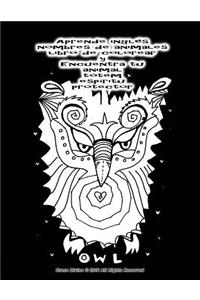 Aprende inglés nombres de animales libro de colorear y Encuentra tu animal tótem espíritu protector