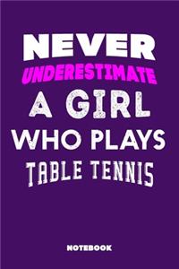 Never Underestimate a Girl Who Plays Table Tennis: 120 Pages, 6x9, Soft Cover, Matte Finish, Lined Sport Journal, Funny Sport Notebook, perfect gift for Table Tennis Supporter