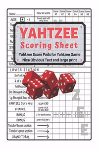 Yahtzee Scoring Sheet