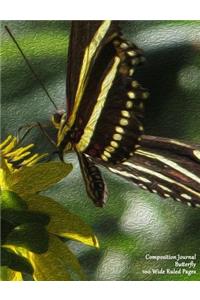 Composition Journal Butterfly 100 Wide Ruled Pages