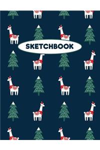 Llama Sketchbook: Christmas Llama Pattern: 120 Pages of 8.5