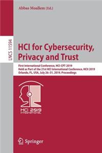 Hci for Cybersecurity, Privacy and Trust