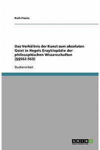 Das Verhältnis der Kunst zum absoluten Geist in Hegels Enzyklopädie der philosophischen Wissenschaften (§§562-563)