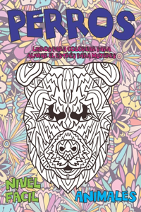 Libros para colorear para aliviar el estrés para mujeres - Nivel fácil - Animales - Perros