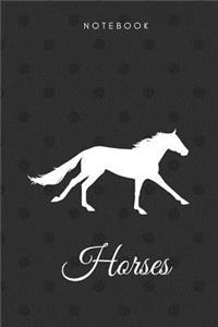 Horses notebook: (6x9) graphpaper 108 pages for journal notes diary black