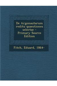 de Argonautarum Reditu Quaestiones Selectae