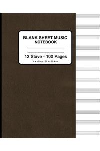 Blank Sheet Music Notebook - Faux Brown Leather Print