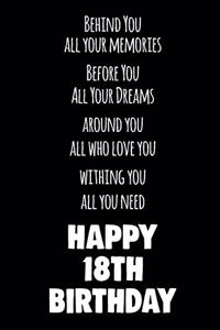 Behind You All Your Memories Before You All Your Dreams Happy 18th Birthday
