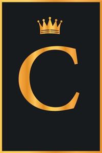 C: Gold Color Initial Monogram Letter C for Notebook Journal, Pretty Crown, Kings Notebook.