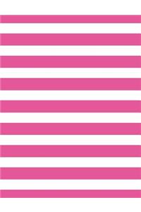 Stripes - Fuchsia 101 - Lined Notebook With Margins 8.5x11