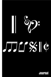 I Love Music in Musical Notes and Notations