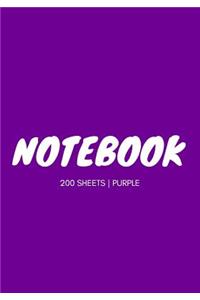 Notebook 200 Sheets: Purple: Notebook 7 X 10: Notebook 400 Pages