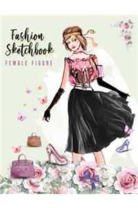 Fashion sketchbook with figure templates for girls