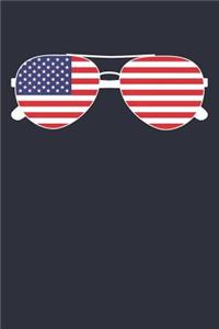 American Flag Notebook - Sunglasses USA Flag Journal - Patriotic Fourth of July Gift