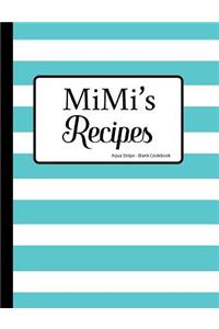 Mimi's Recipes Aqua Stripe Blank Cookbook