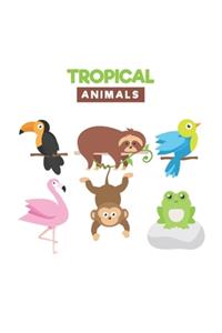 Drawings of Tropical and Exotic Animals - Blank Lined Notebook