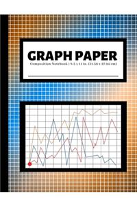 Graph Paper Composition Notebook: 200 Pages - 4x4 Quad Ruled Graphing Grid Paper - Math and Science Notebooks - Blue Orange