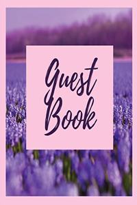 Premium Guest Book- Lavender Field - For any occasion - 80 Premium color pages - 8.5 x8.5
