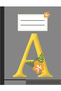 A Monogramm Notizheft Liniert 60 Blatt